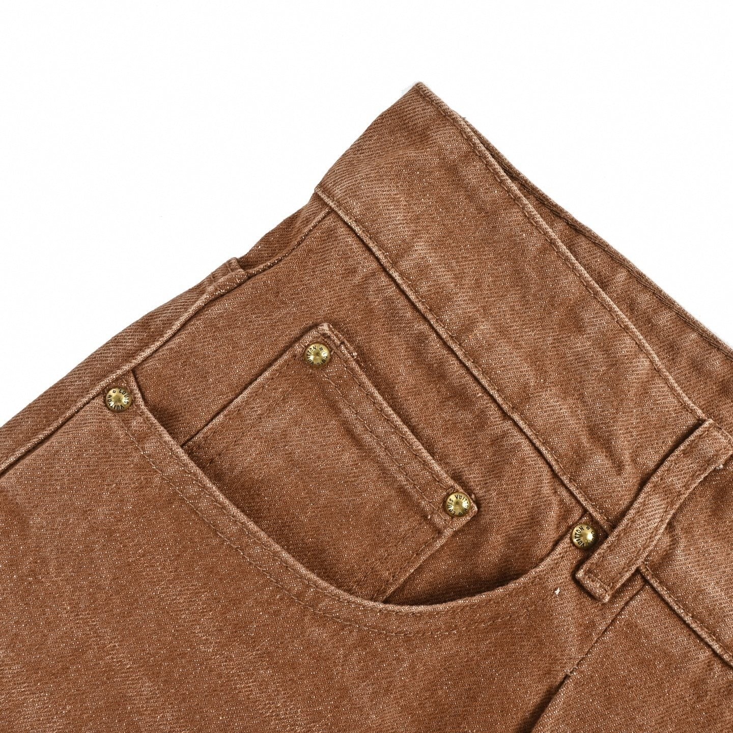 Washed Pleated Denim Shorts | Brown
