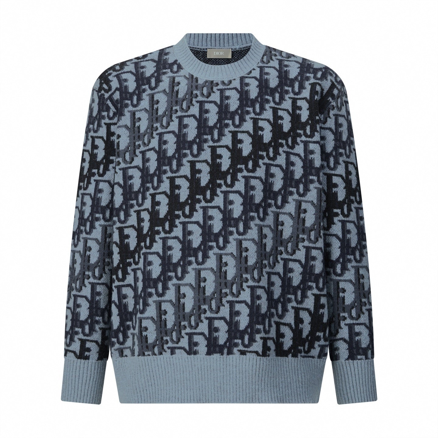 Oblique Terry Cotton Jacquard Crewneck | Blue