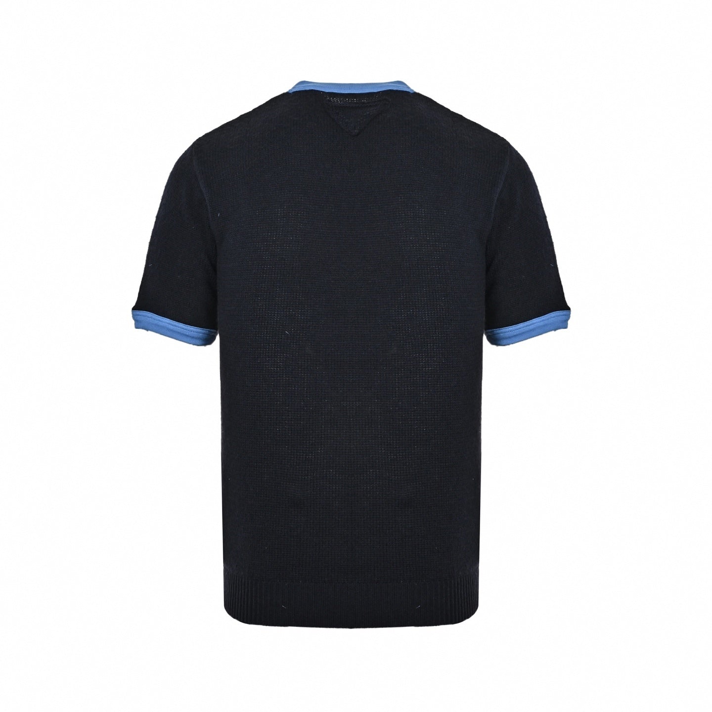 Contrast-Trim Knit T-Shirt | Navy Blue & Light Blue