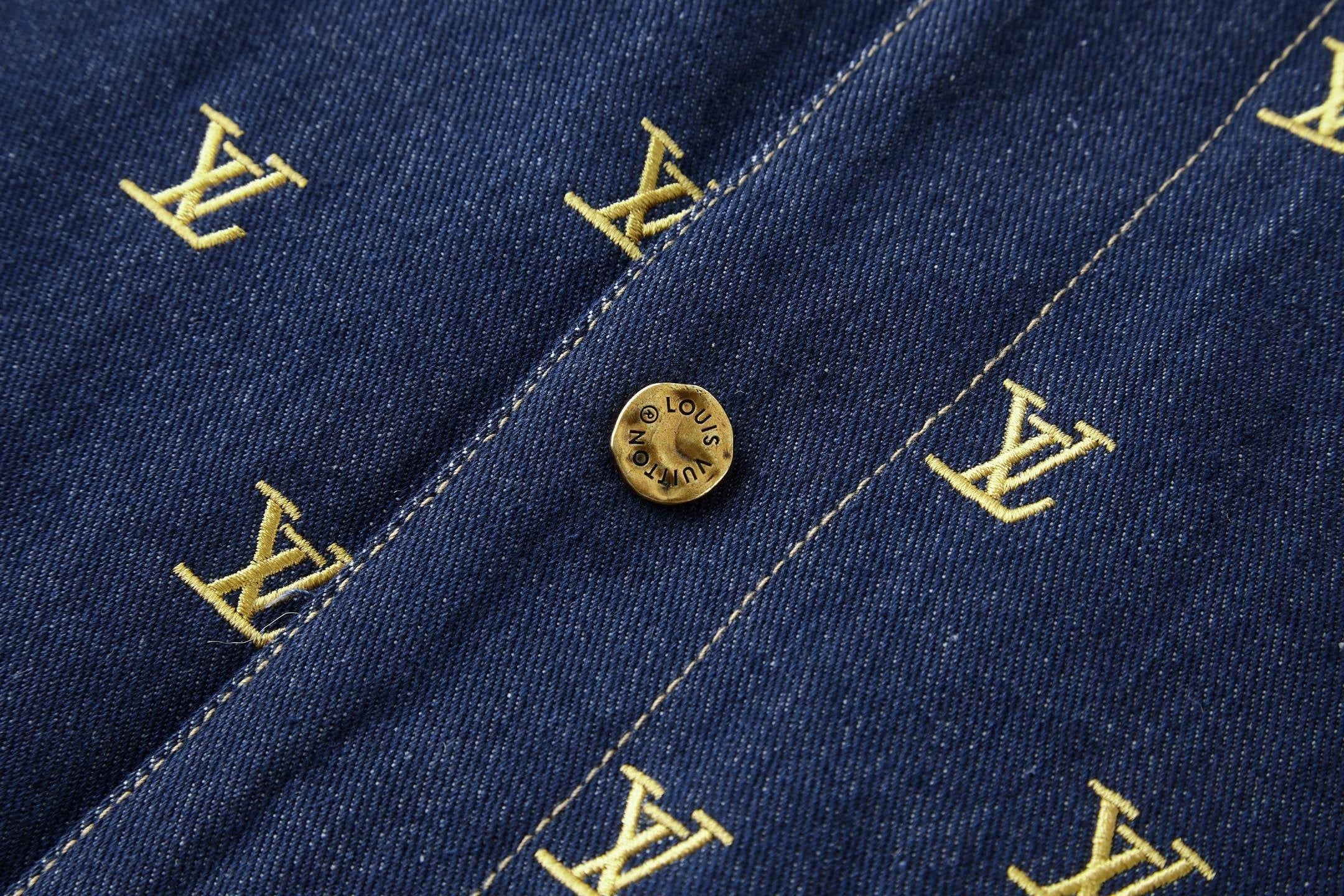 Gold Monogram Denim Jacket | Indigo