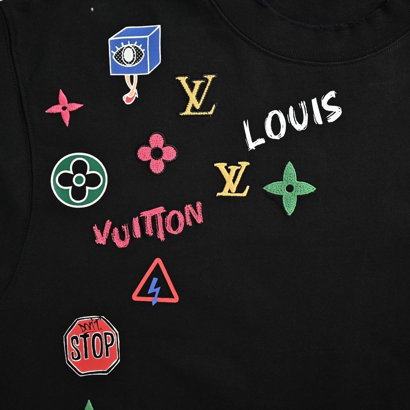 Embroidered Patch T-Shirt - Black