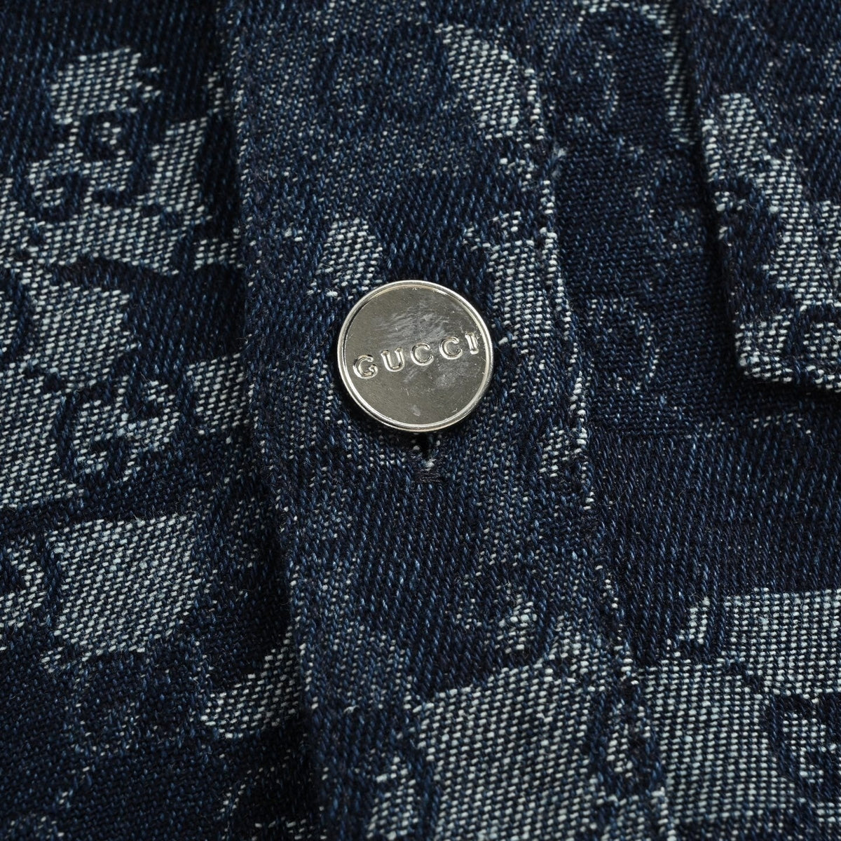 Camouflage Jacquard Denim Overshirt | Navy Blue