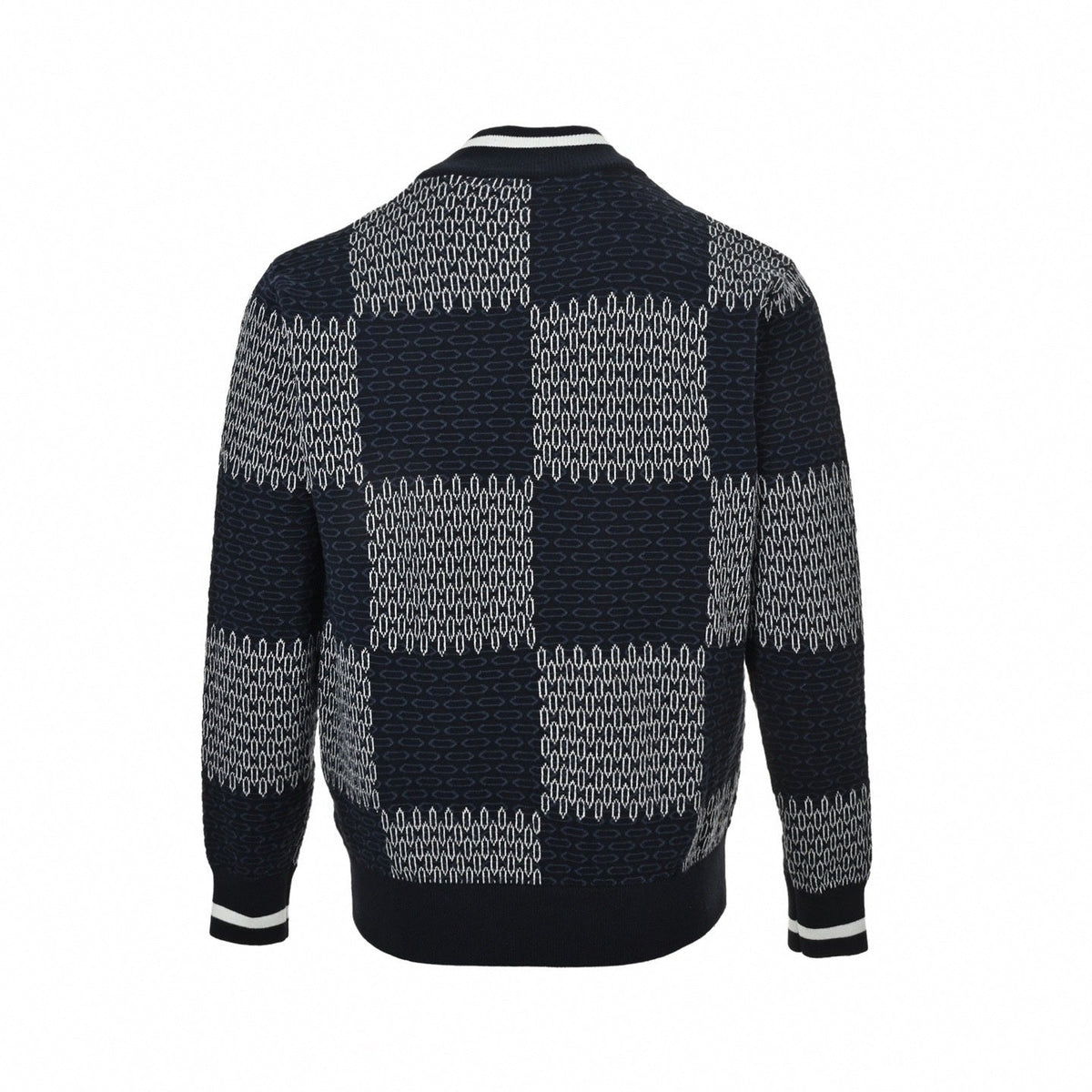 Damier Chain Link Zip-Up Knit | Navy