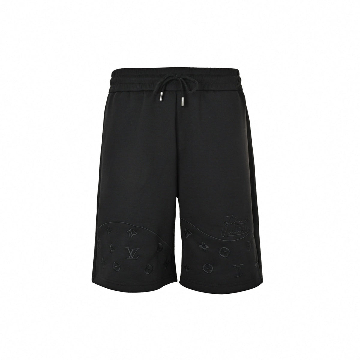 Tonal Embroidered Monogram Shorts | Black