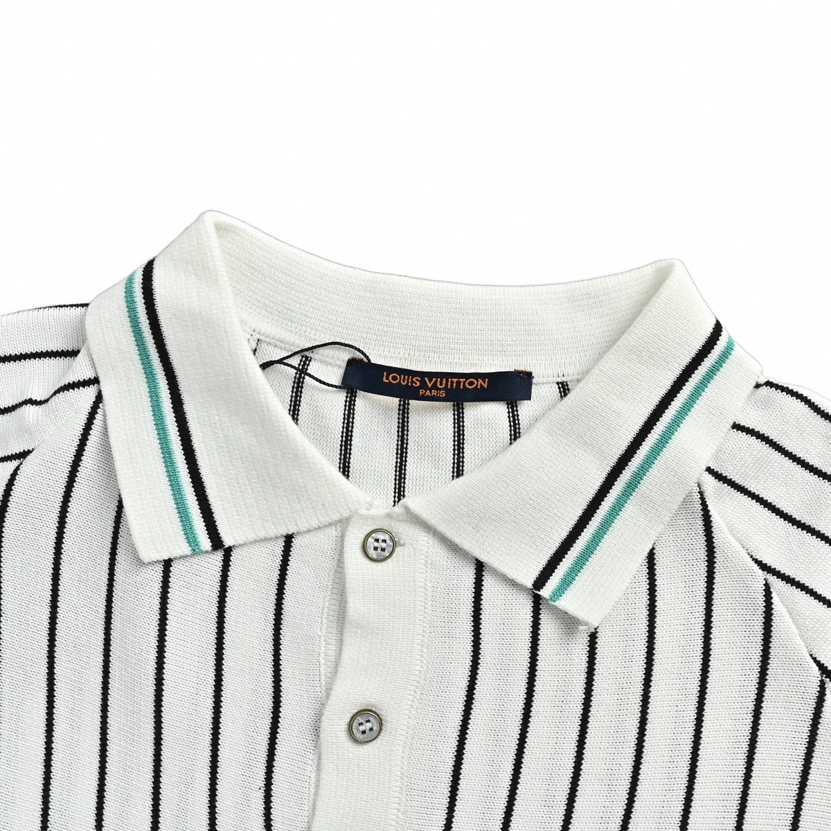 Striped Knit Polo | White