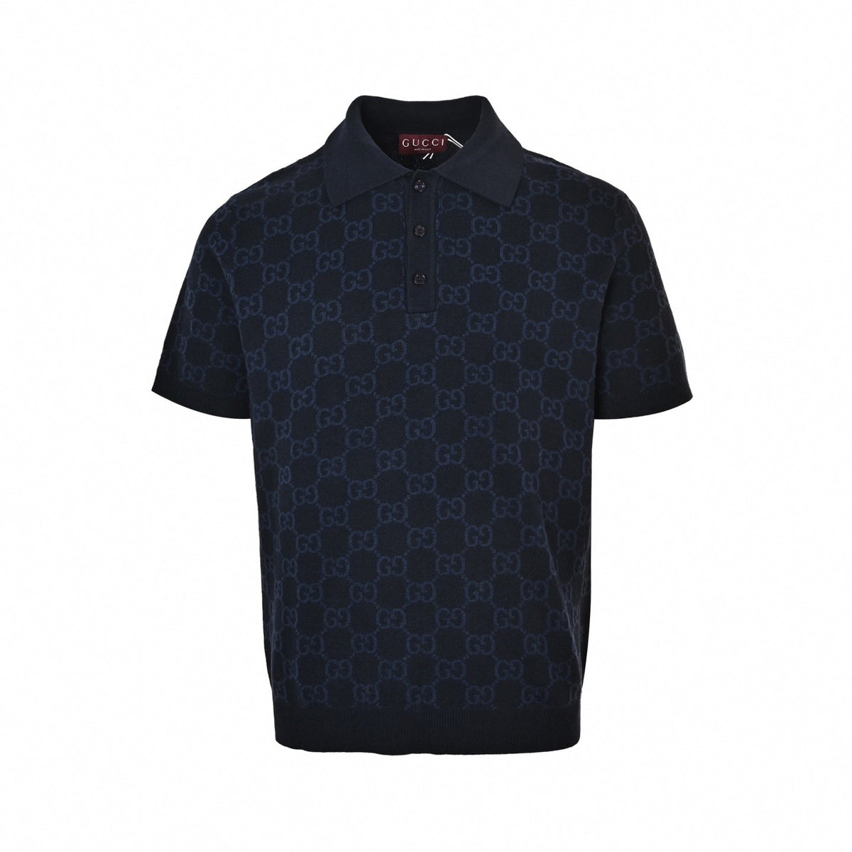 GG Monogram Knit Polo Shirt | Navy