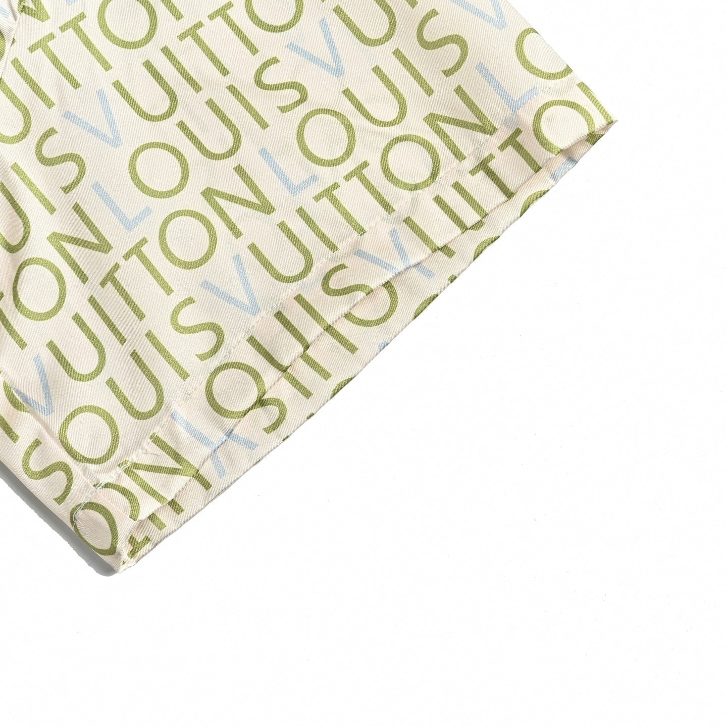 Typographic Print Short-Sleeve Shirt | Cream & Green