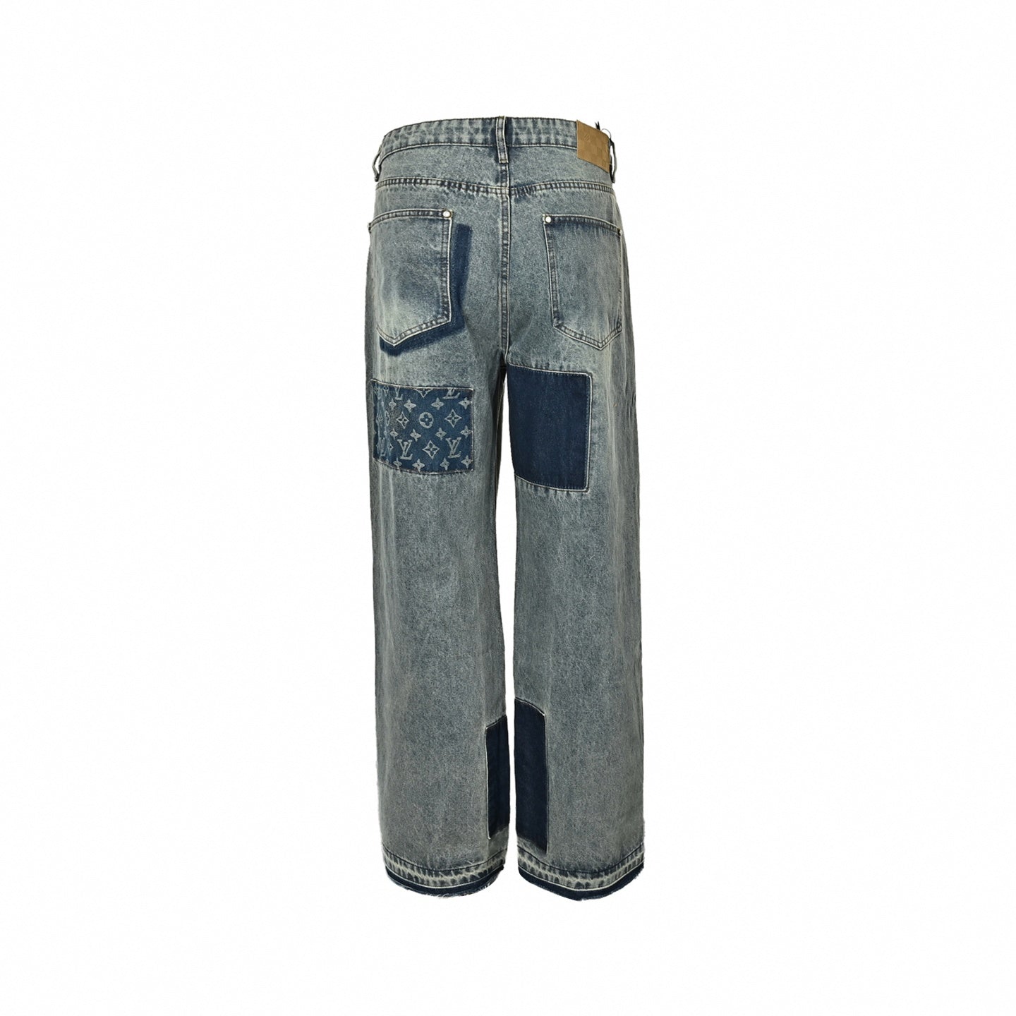 Monogram Patchwork Jeans - Light Wash Blue
