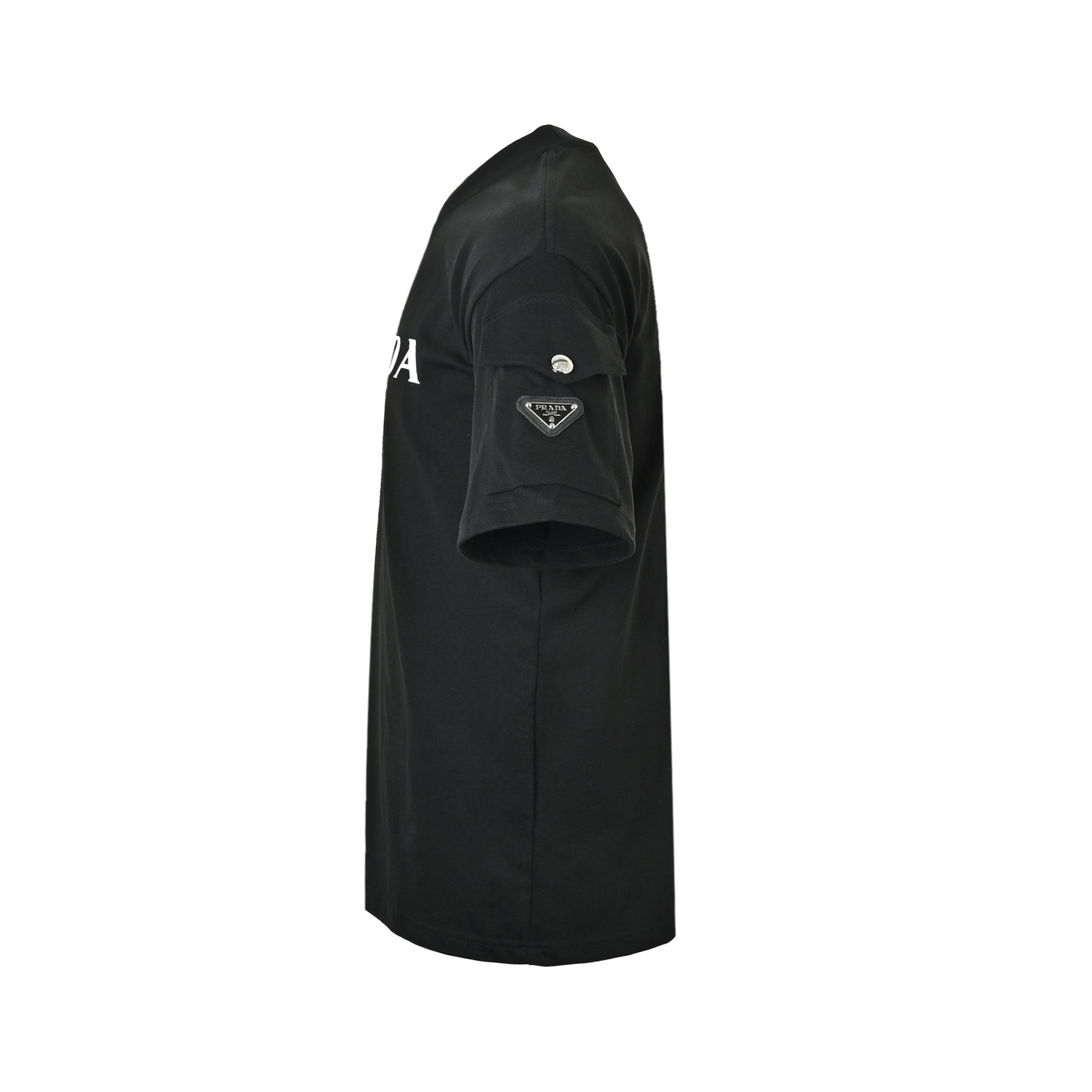 Logo Print T-Shirt with Sleeve Pocket | Black