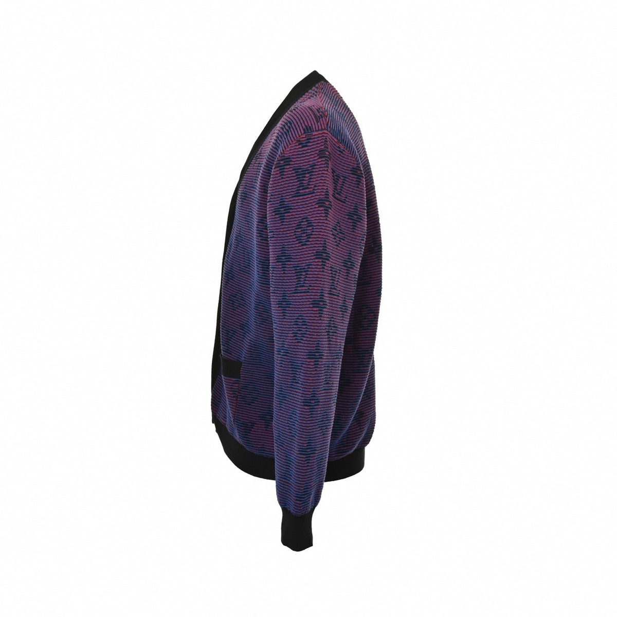 Gradient Monogram Ribbed Cardigan | Purple & Black