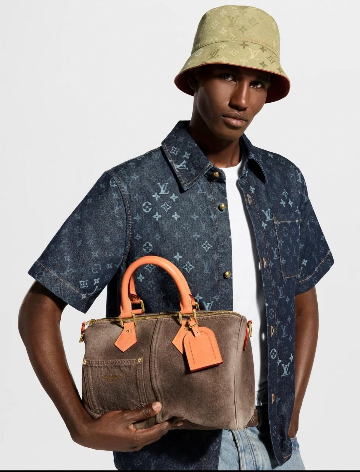All-Over Monogram Denim Shirt | Dark Indigo