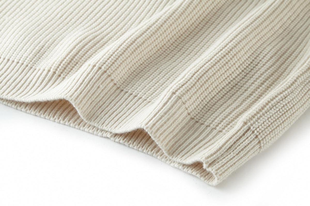 Tonal Embroidered Logo Knit Sweater | Cream