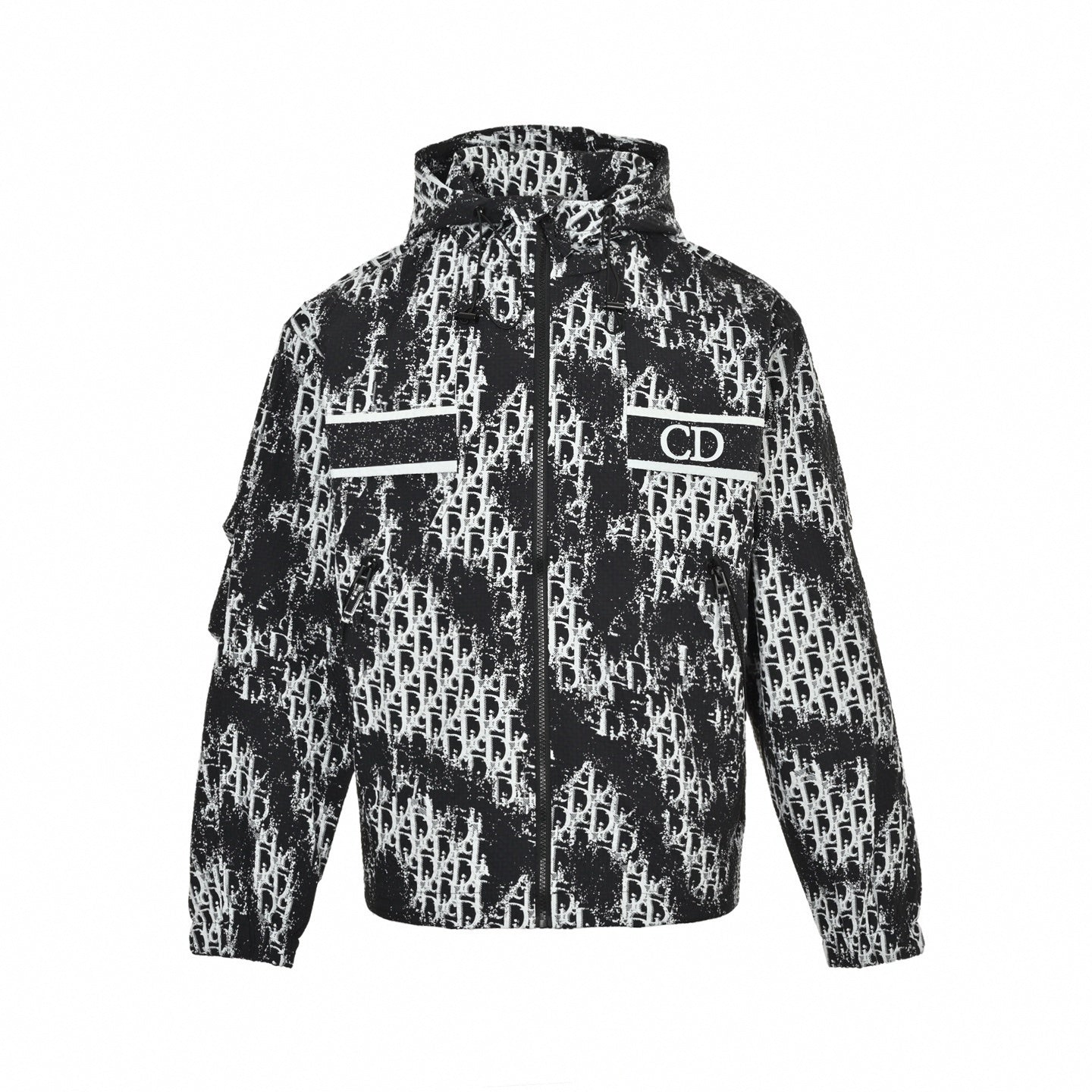 Painted Oblique Hooded Jacket | Black & White