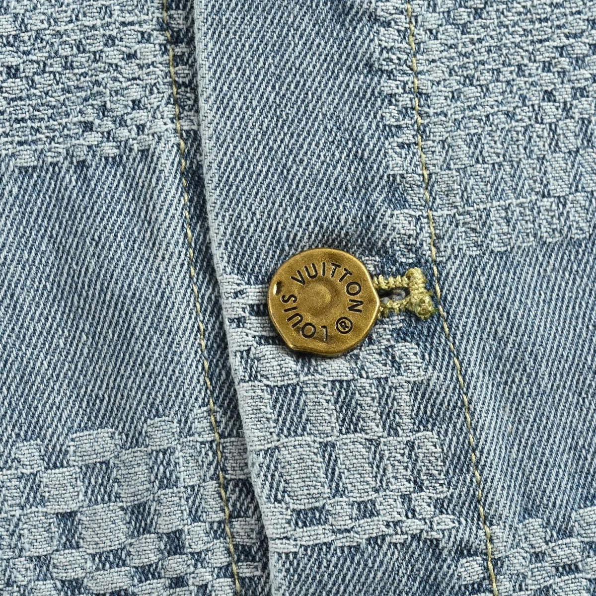 Textured Damier Denim Short-Sleeve Shirt | Light Blue