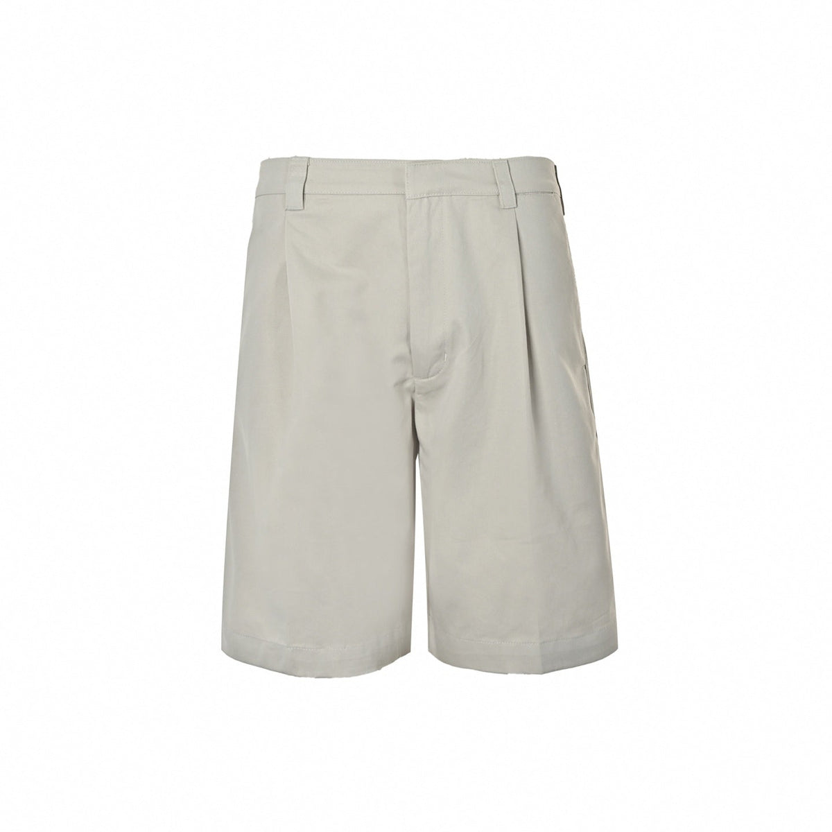 Pleated Cotton Bermuda Shorts | Beige