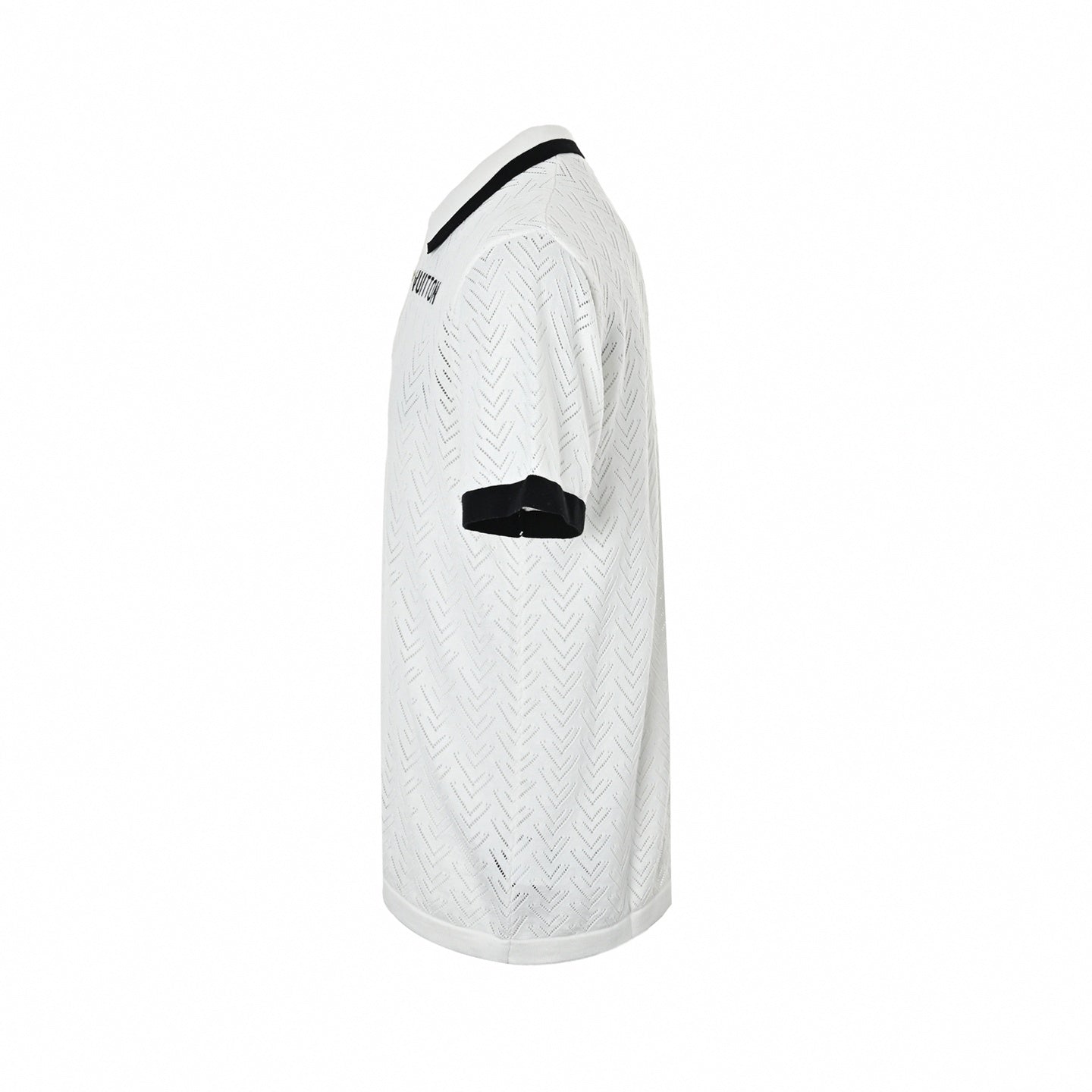 Chevron Pointelle Polo - White