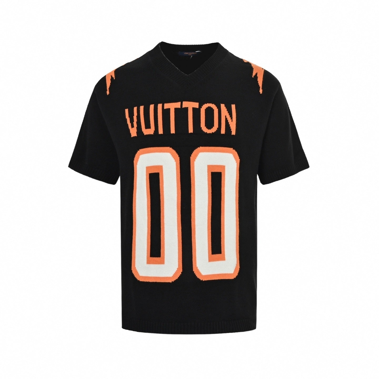 Intarsia Knit Football Jersey | Black