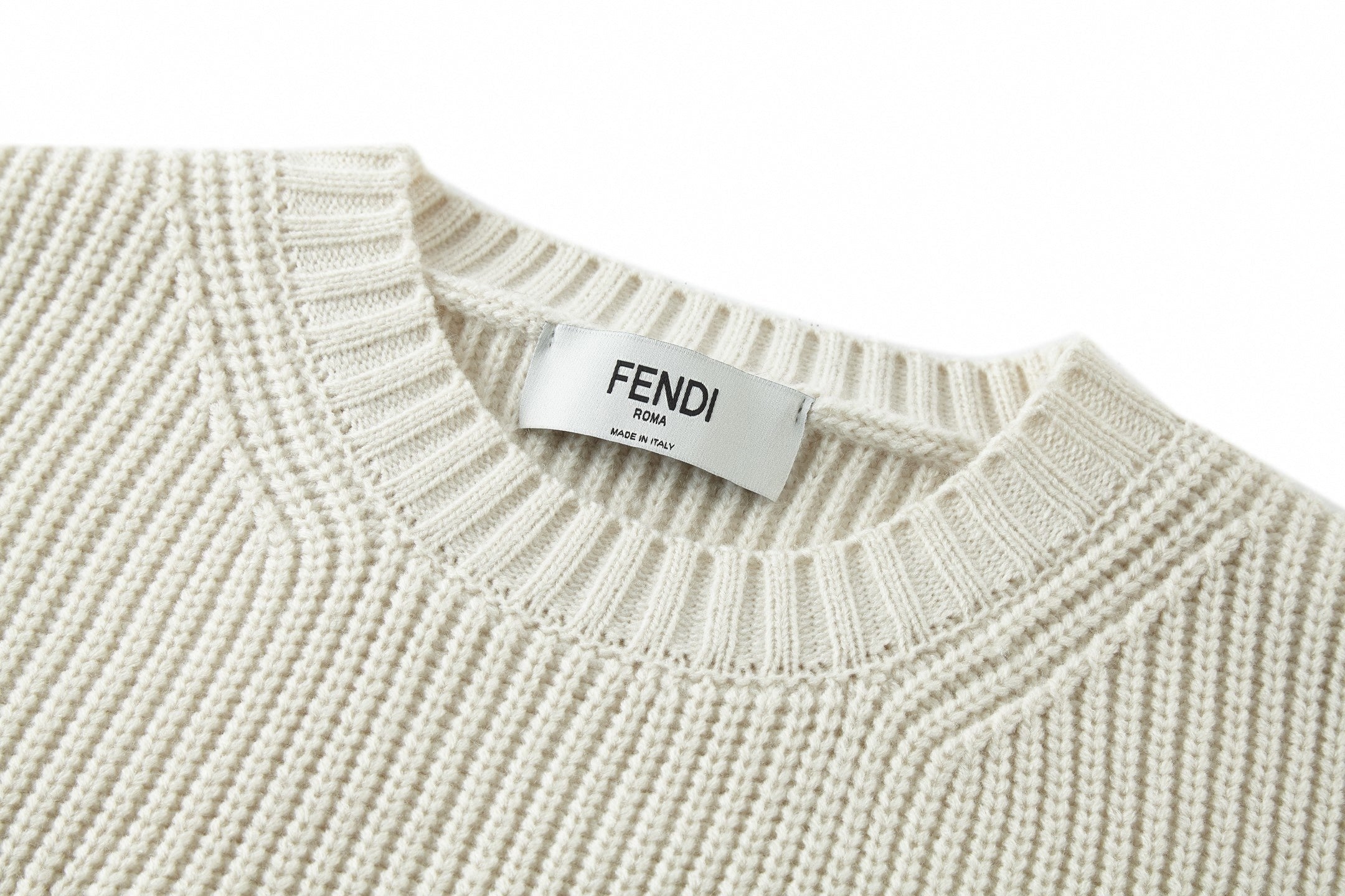 Tonal Embroidered Logo Knit Sweater | Cream