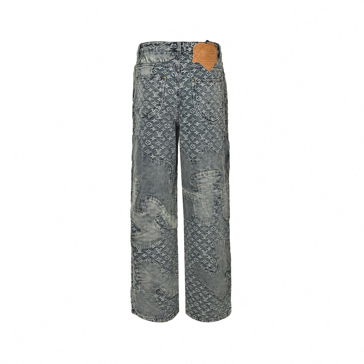 Washed Monogram Patchwork Baggy Denim