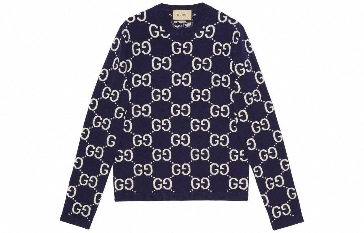 Cotton Wool Picot Trim Sweater - Navy