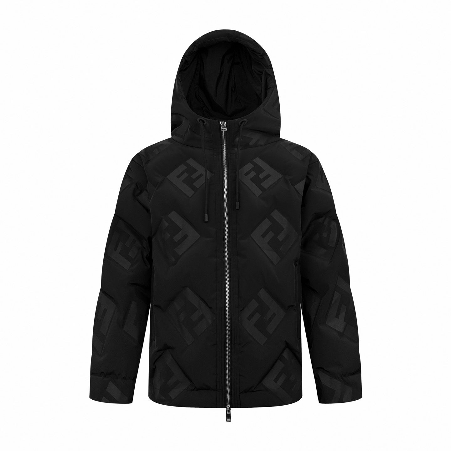 Tonal FF Monogram Hooded Puffer Jacket | Black