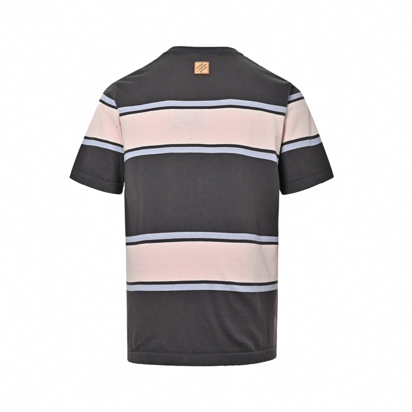 Striped Knit T-Shirt - Charcoal & Pink