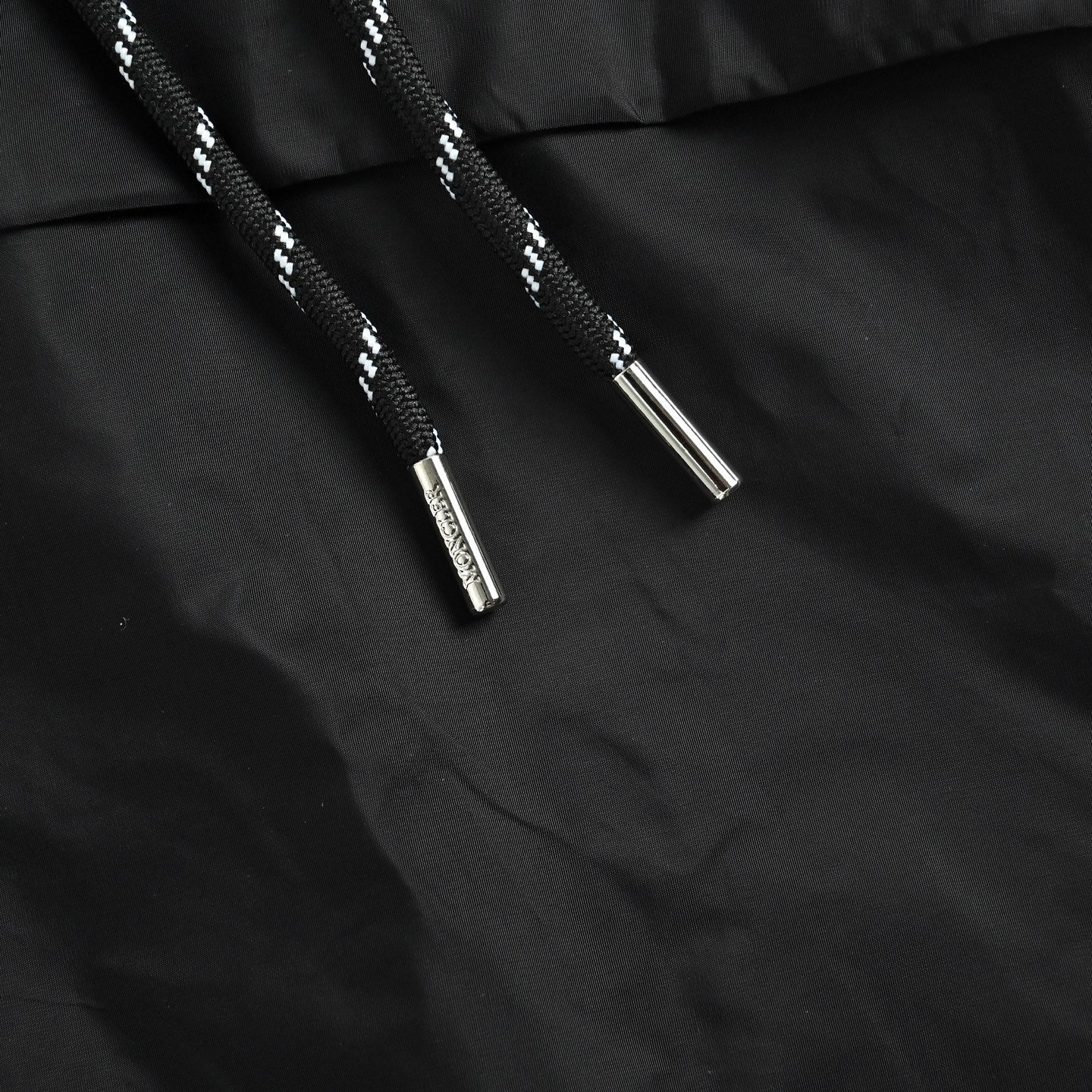 Striped-Trim Hooded Windbreaker - Black