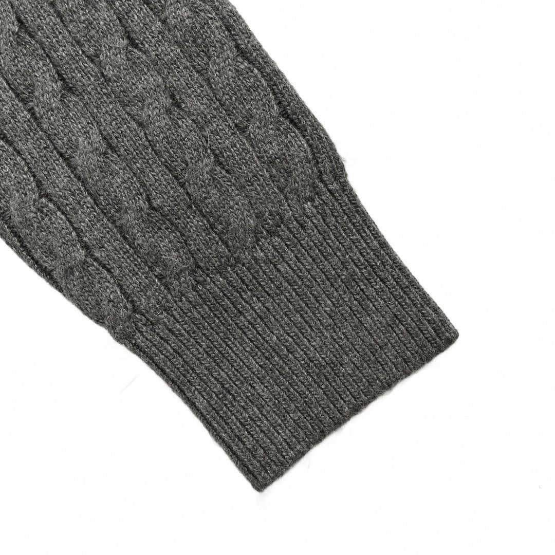 Cable Knit Sleeve Quilted Down Cardigan | Grey