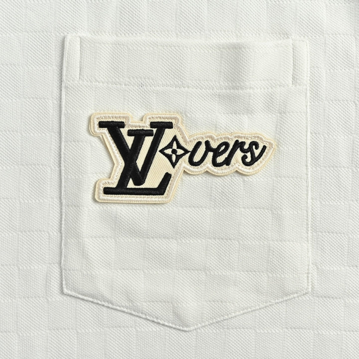 Textured Damier LVovers Pocket T-Shirt - White