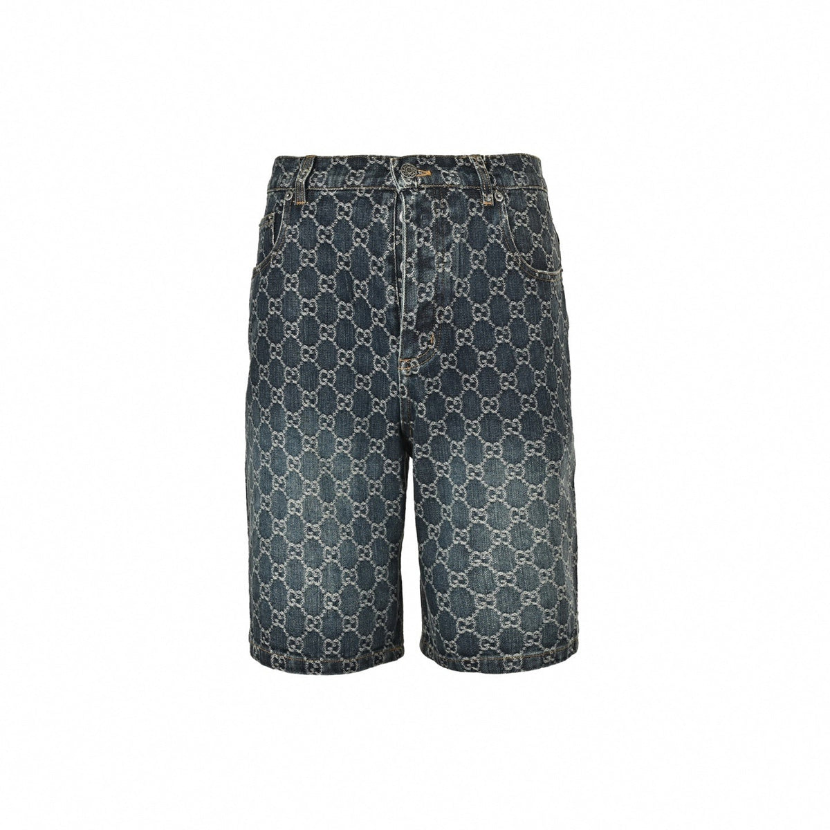 GG Monogram Denim Shorts | Dark Indigo Wash