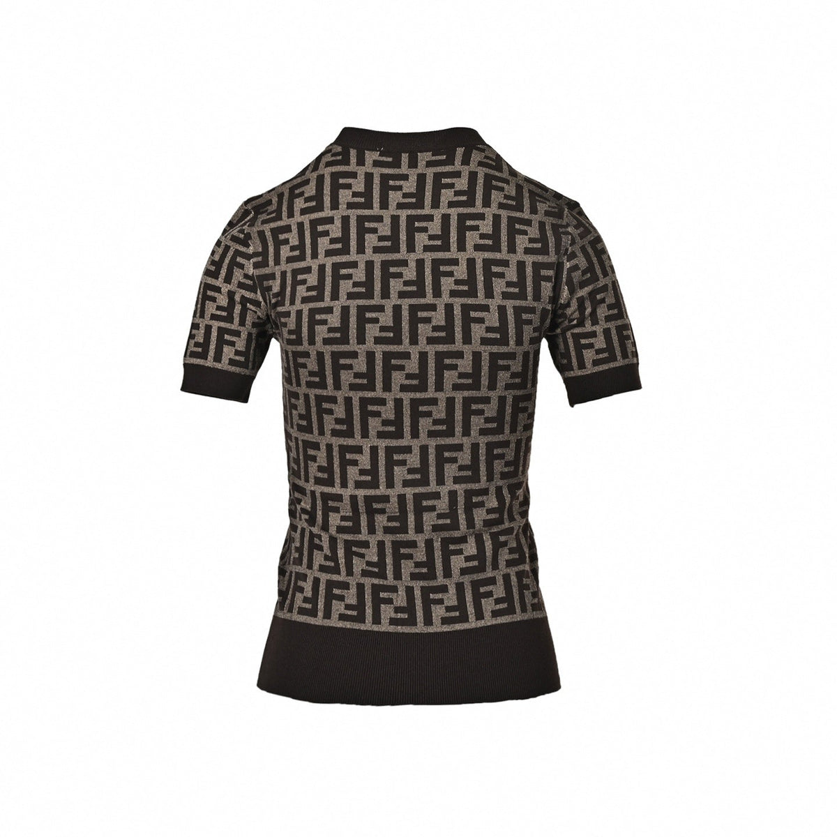 FF Monogram Knit T-Shirt | Brown & Black