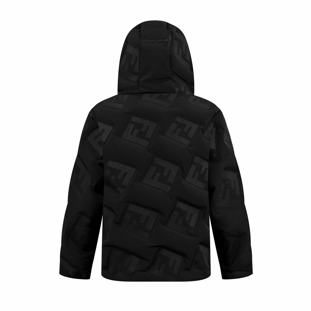 Tonal FF Monogram Hooded Puffer Jacket | Black
