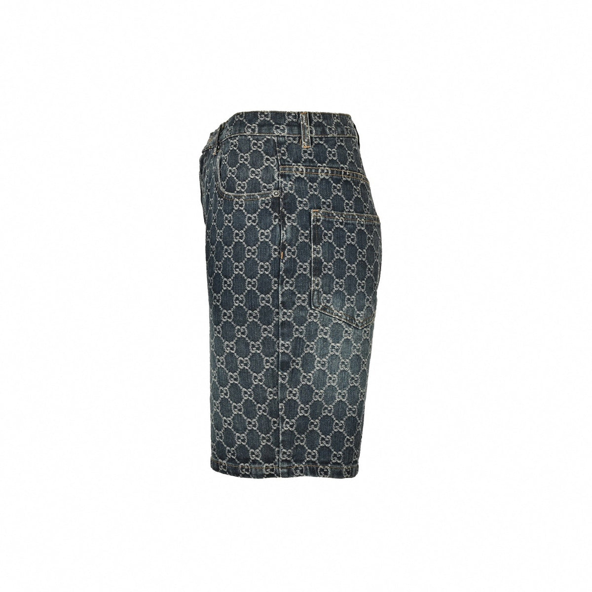 GG Monogram Denim Shorts | Dark Indigo Wash