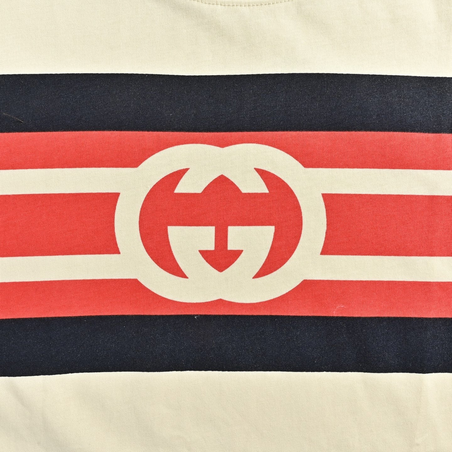 Interlocking G Stripe T-Shirt - Cream