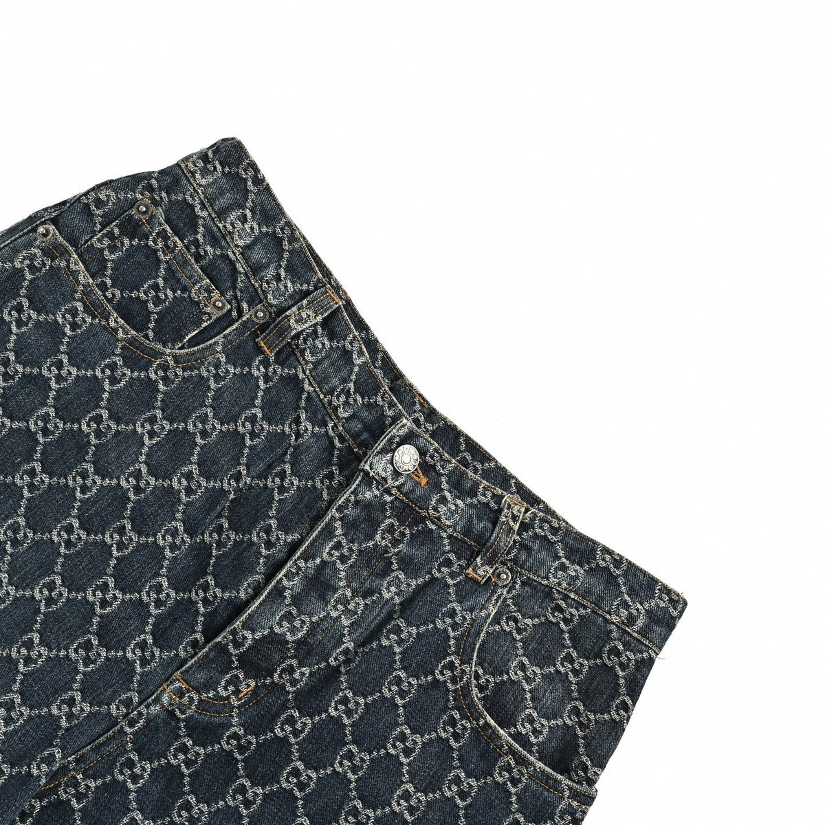 GG Monogram Denim Shorts | Dark Indigo Wash