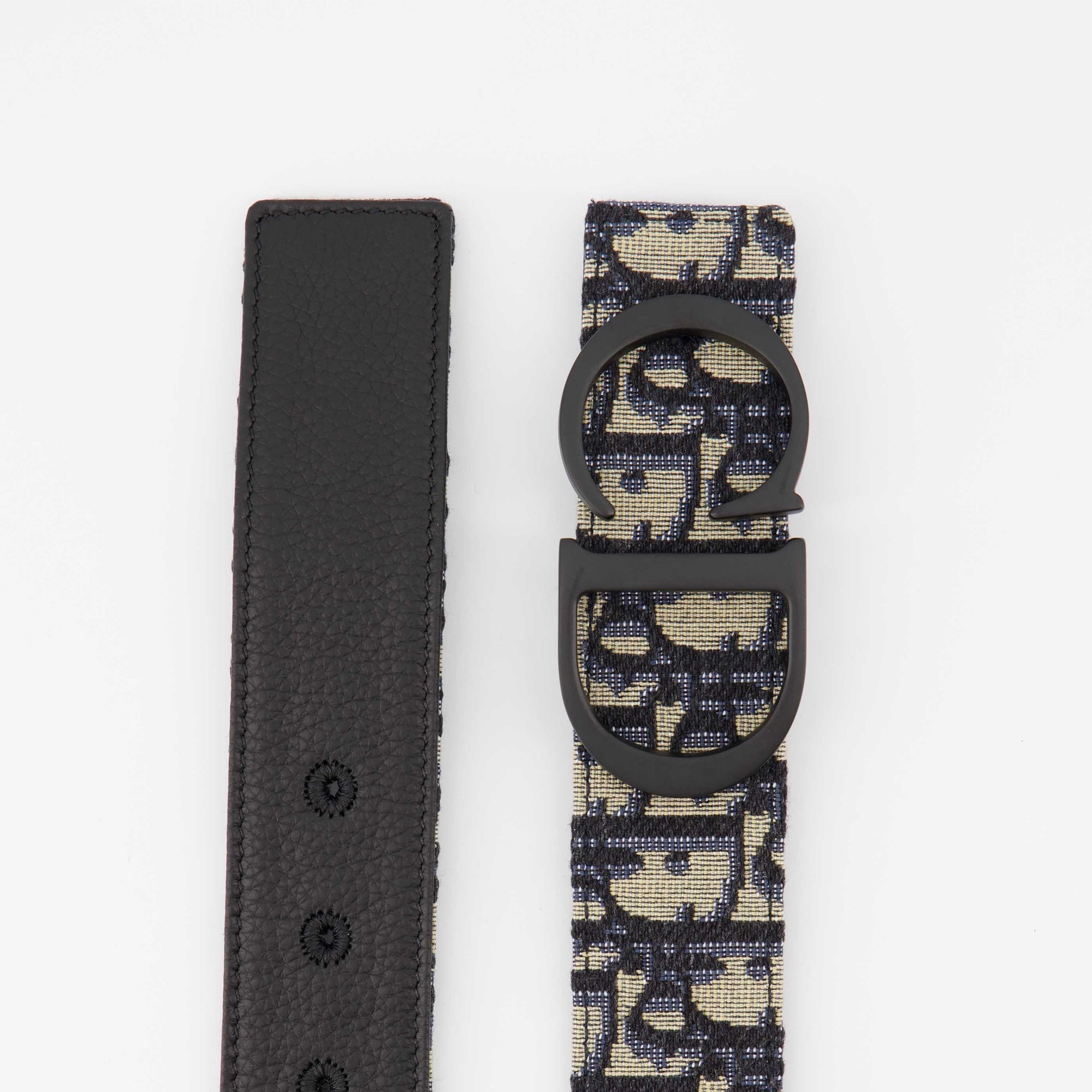Reversible CD Icon Belt | Oblique Canvas & Black Leather