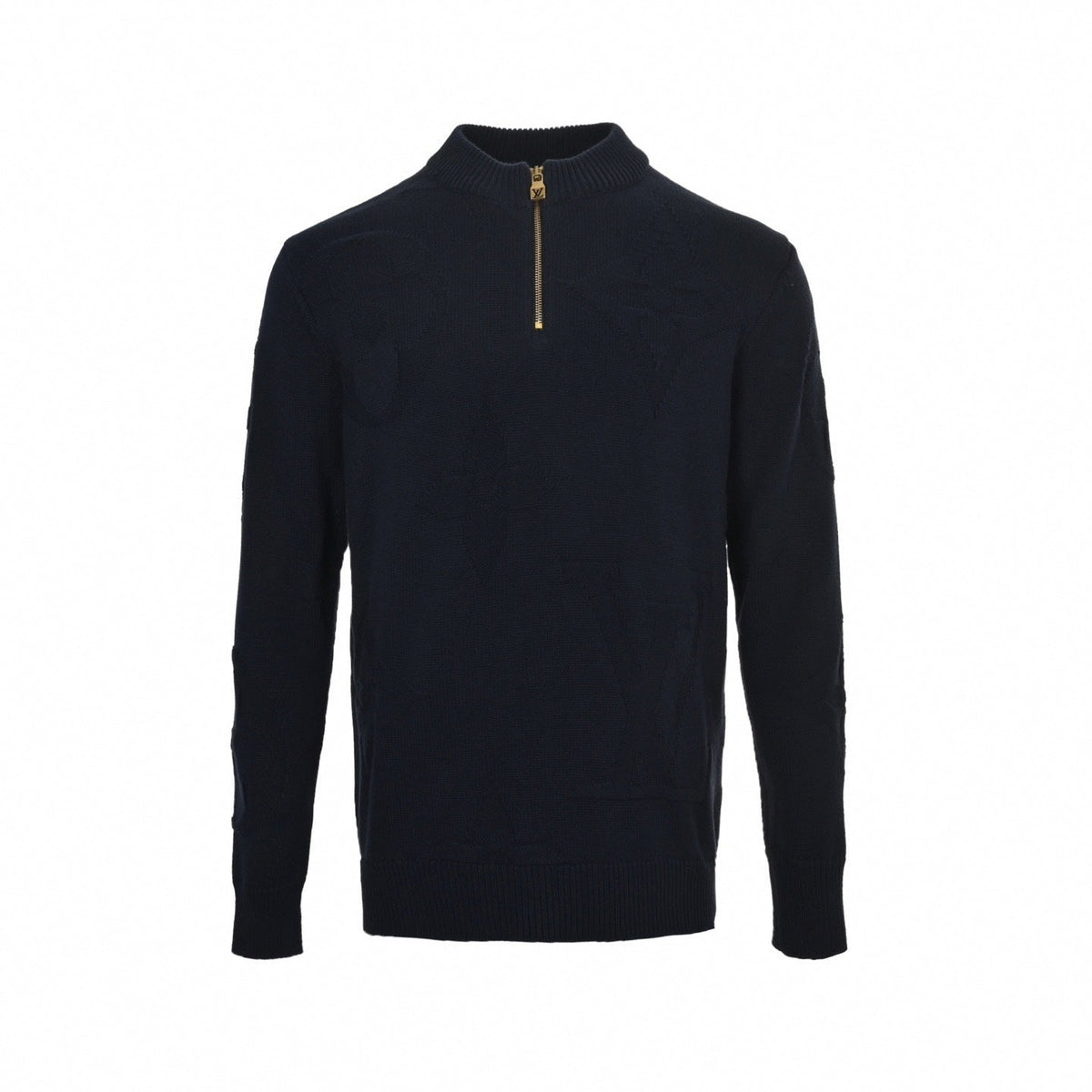 Embossed Monogram Flower Quarter-Zip | Navy