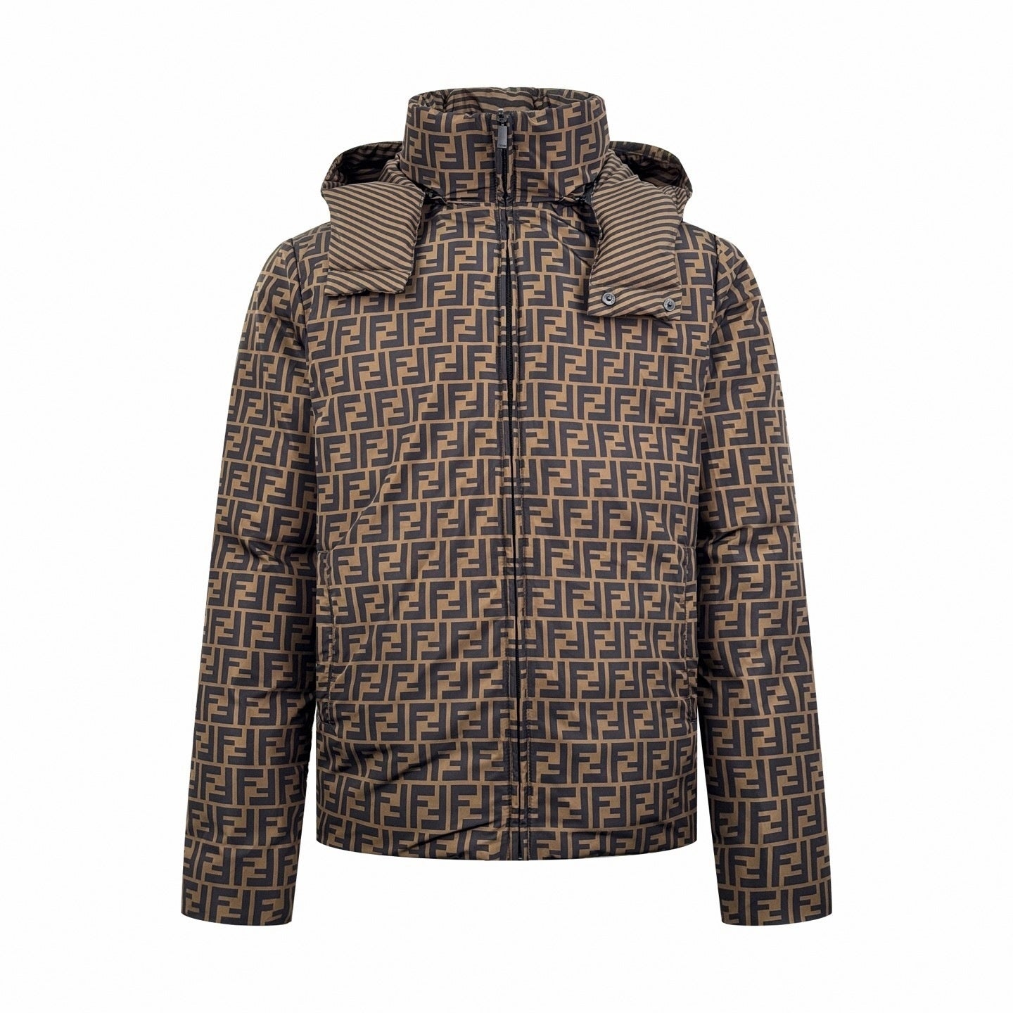 Reversible FF Monogram & Diagonal Stripe Puffer Jacket