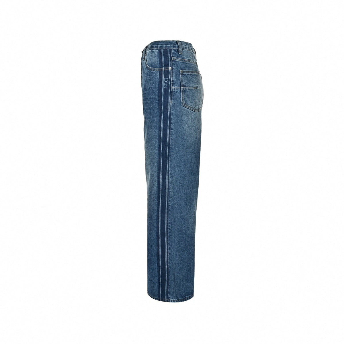 Logo Stripe Wide-Leg Jeans - Vintage Blue