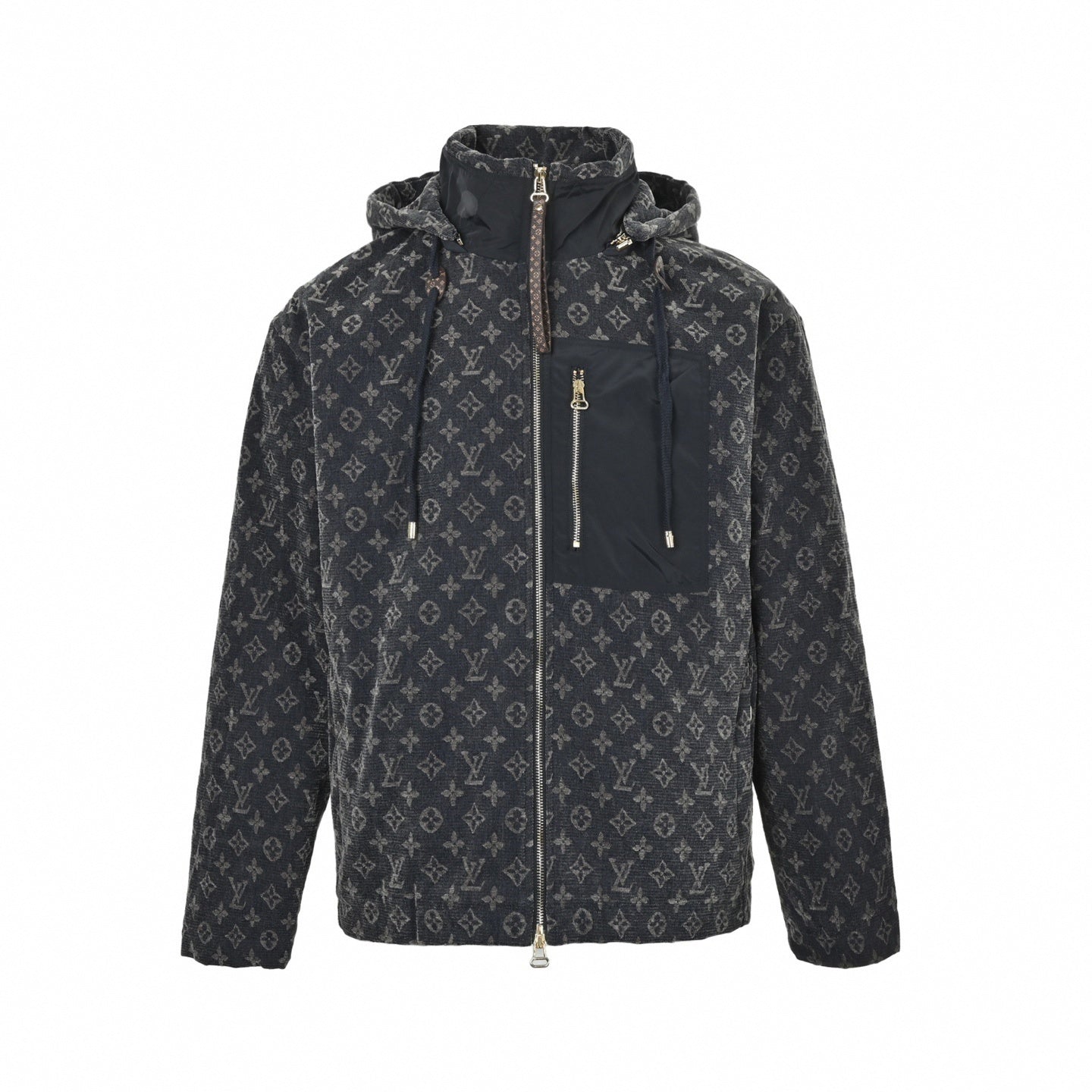 Monogram Tapestry Jacquard Hooded Jacket | Dark Grey