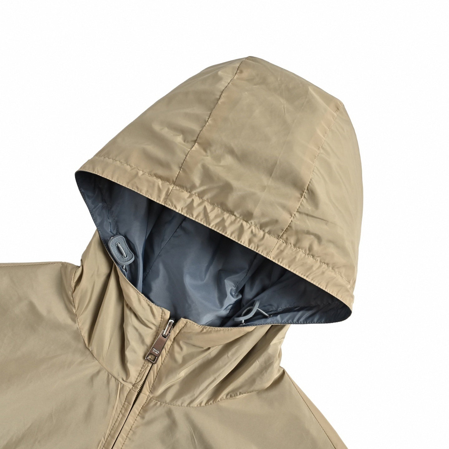 Reversible Nylon Hooded Jacket | Beige & Slate Blue