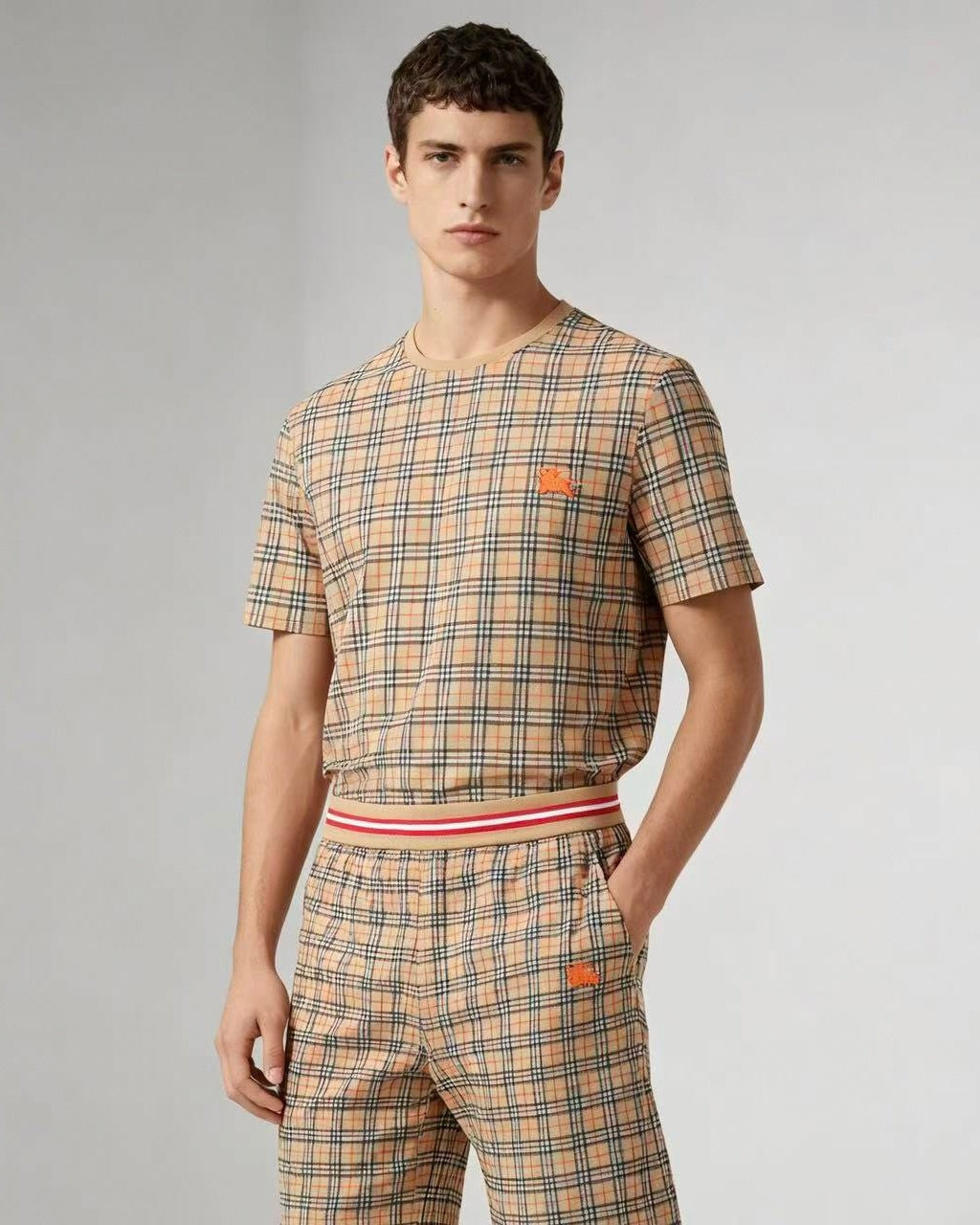 Check Knit Polo and Shorts Set