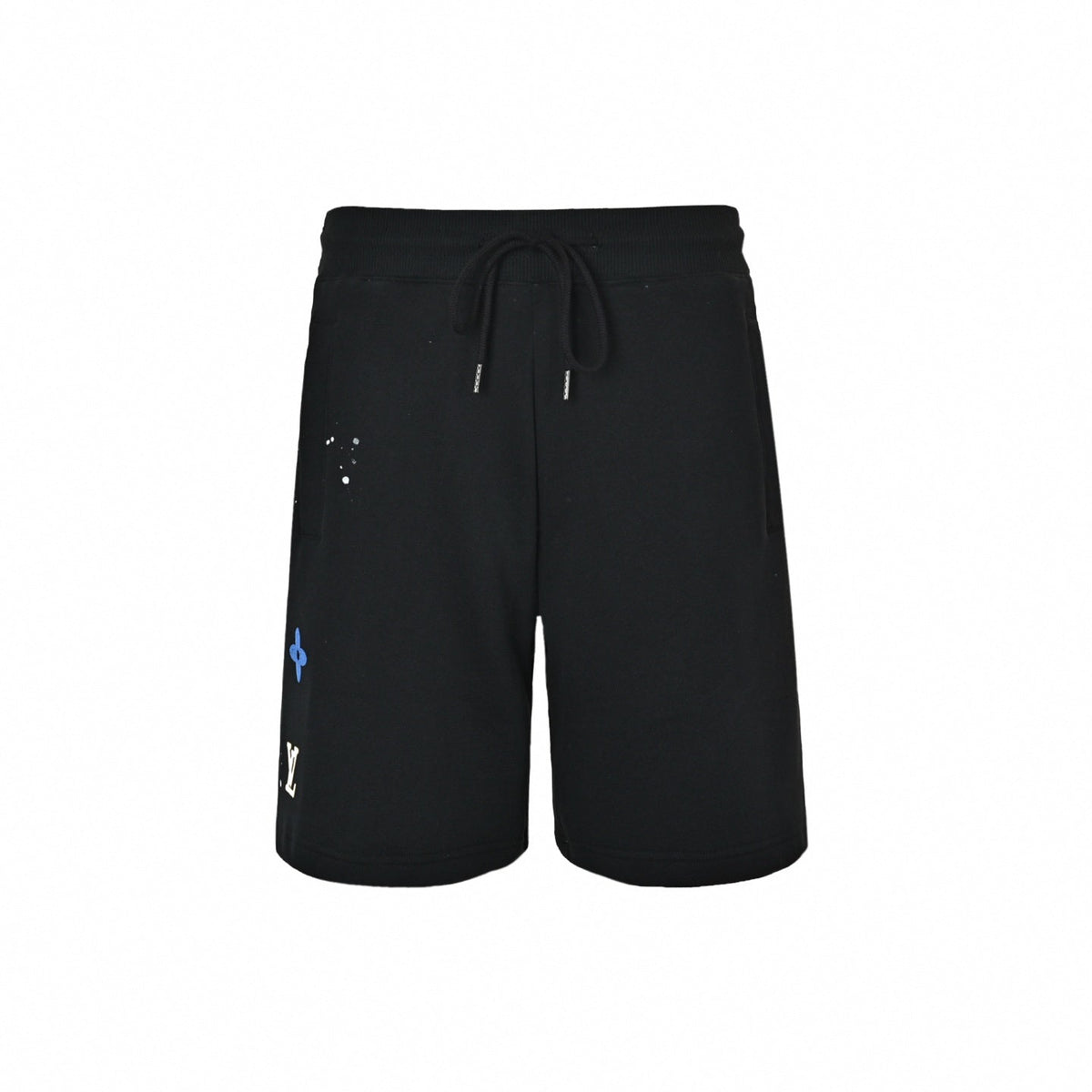 Monogram Paint Splatter Shorts - Black