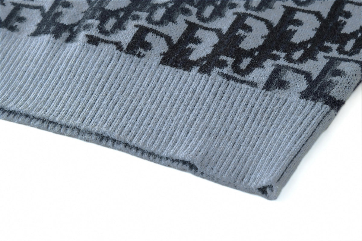 Oblique Terry Cotton Jacquard Crewneck | Blue