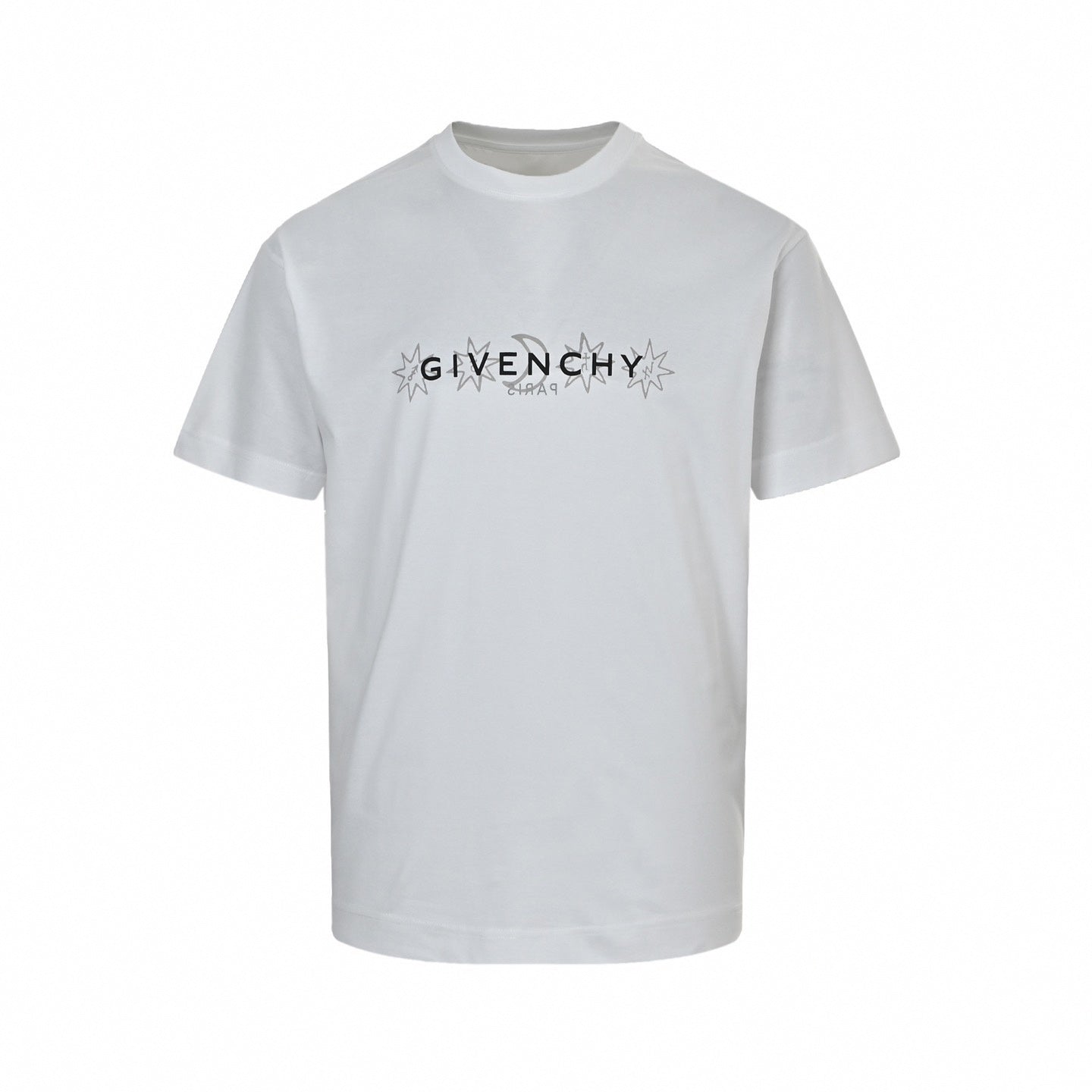 Inverted Logo & Celestial Graphic T-Shirt | White