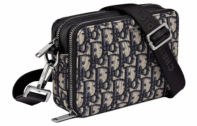 Shoulder Strap Pouch 'Beige Black Oblique Jacquard