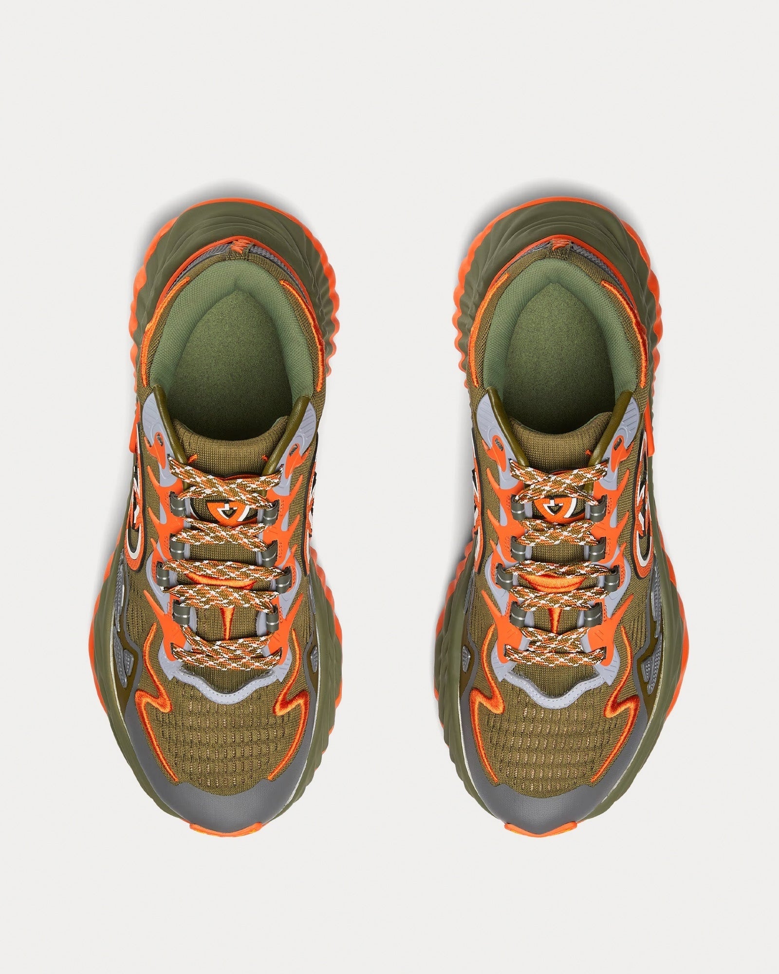 Ripple Mesh Sneaker | Olive Green & Orange