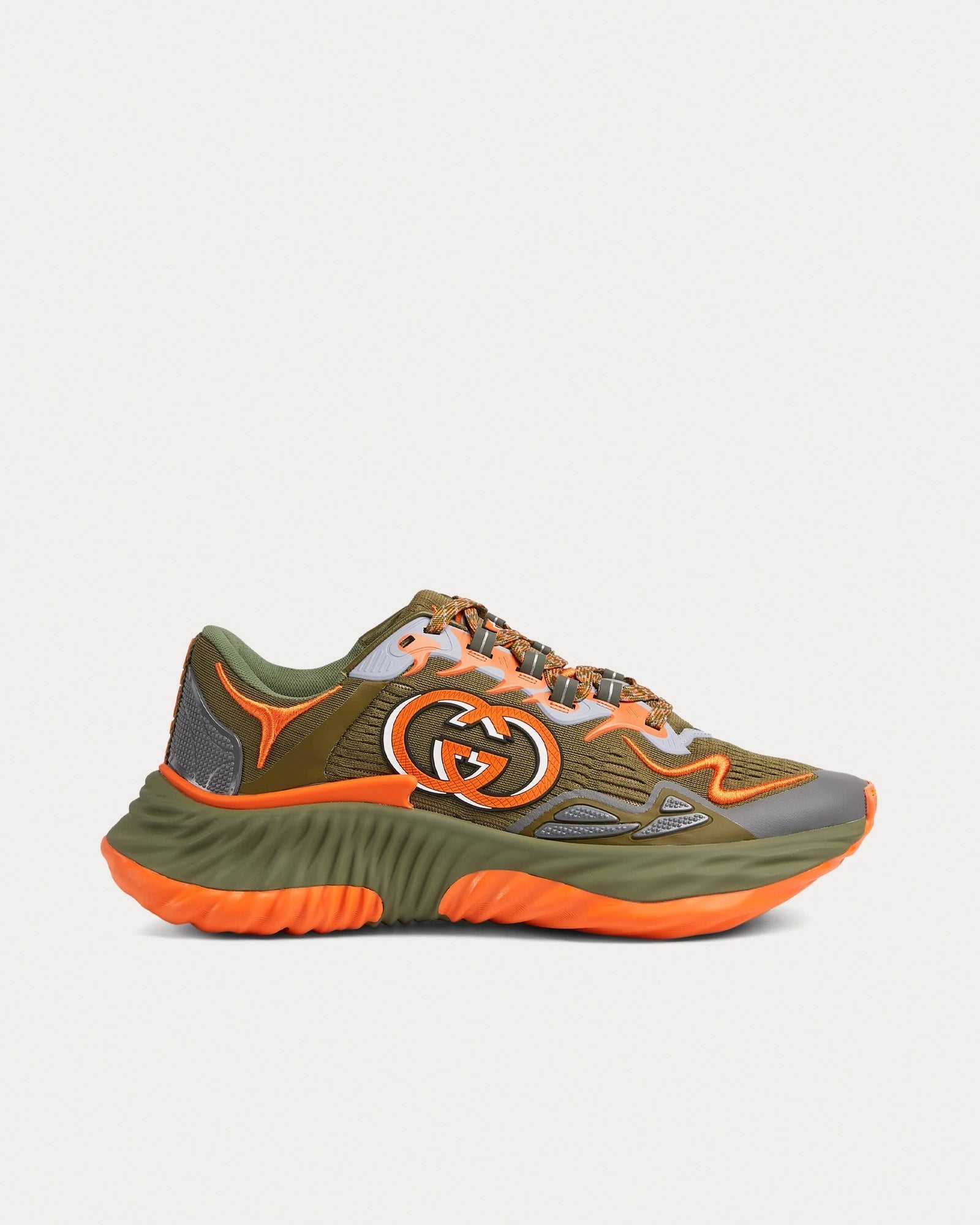 Ripple Mesh Sneaker | Olive Green & Orange