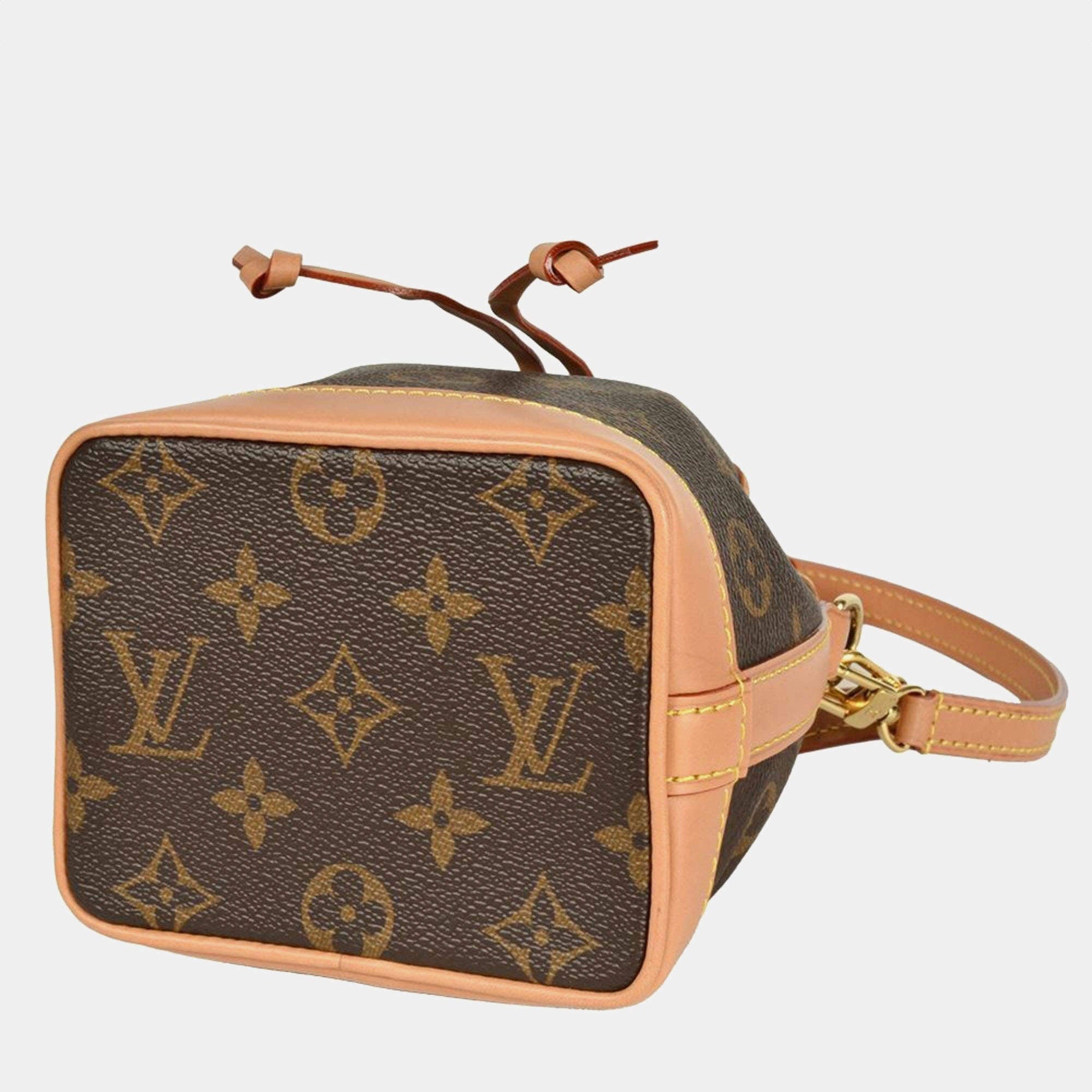 Nano Noé Monogram Canvas Bucket Bag | Brown