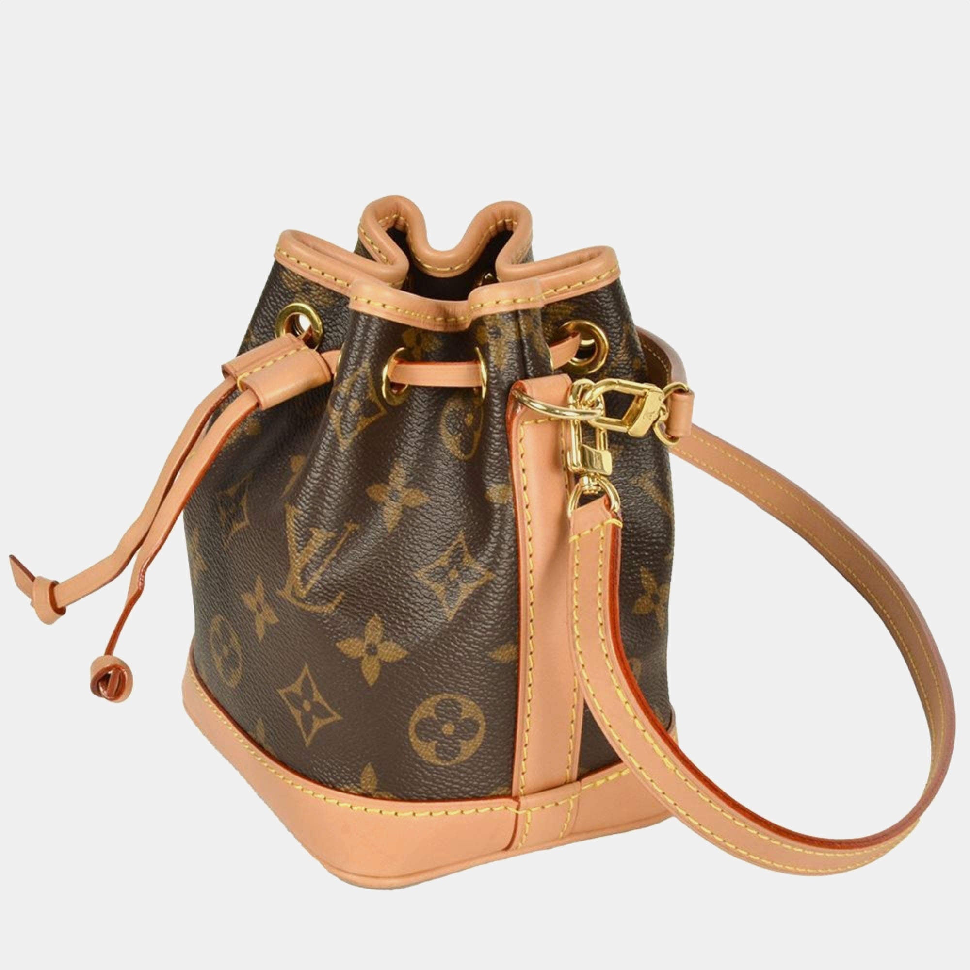 Nano Noé Monogram Canvas Bucket Bag | Brown